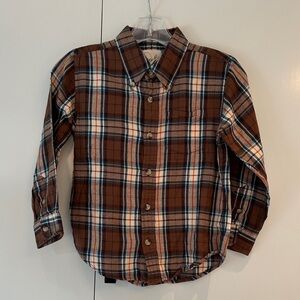 Peek Brown and White Plaid Kids Button Down Shirt